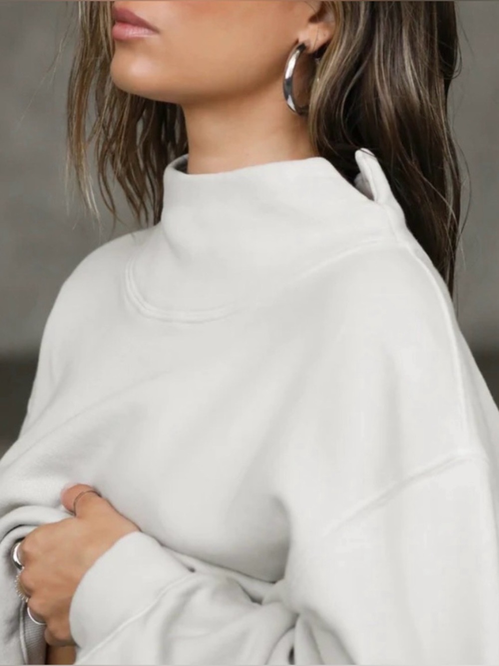 Joah Brown Oversized Turtleneck Sweatshirt Sahara French Terry Small Medium - Picture 2 of 9